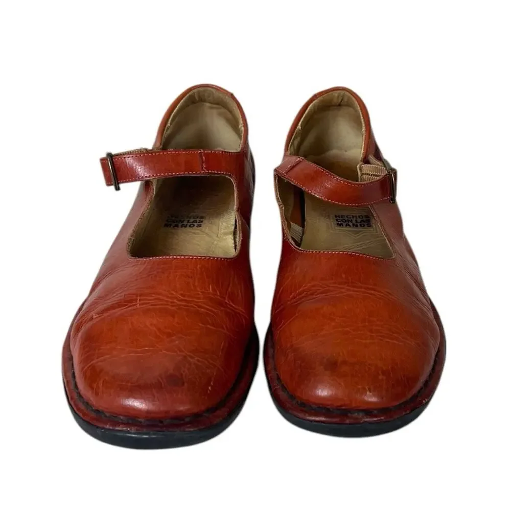 Pikolinos Loafers Brown Mary Jane Buckle Leather Square Toe Women’s Size 7M